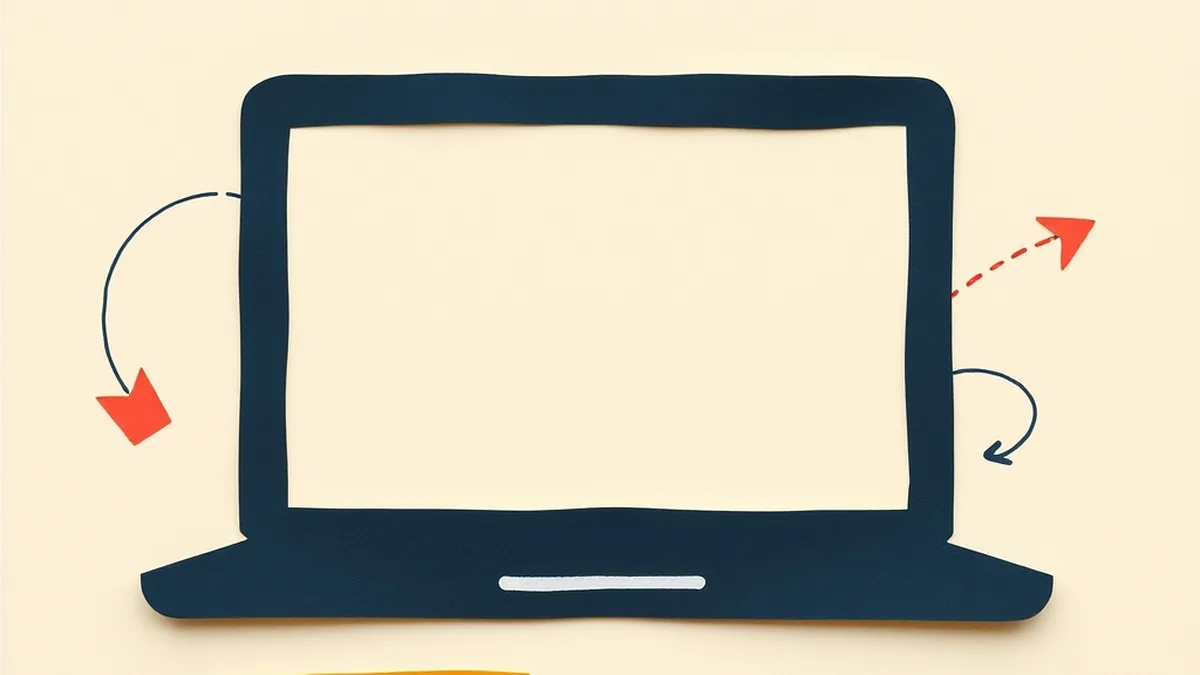 AI data privacy lesson plan grade 7 — closed laptop silhouette with coral arrows drifting toward torn paper fragments on cream background
