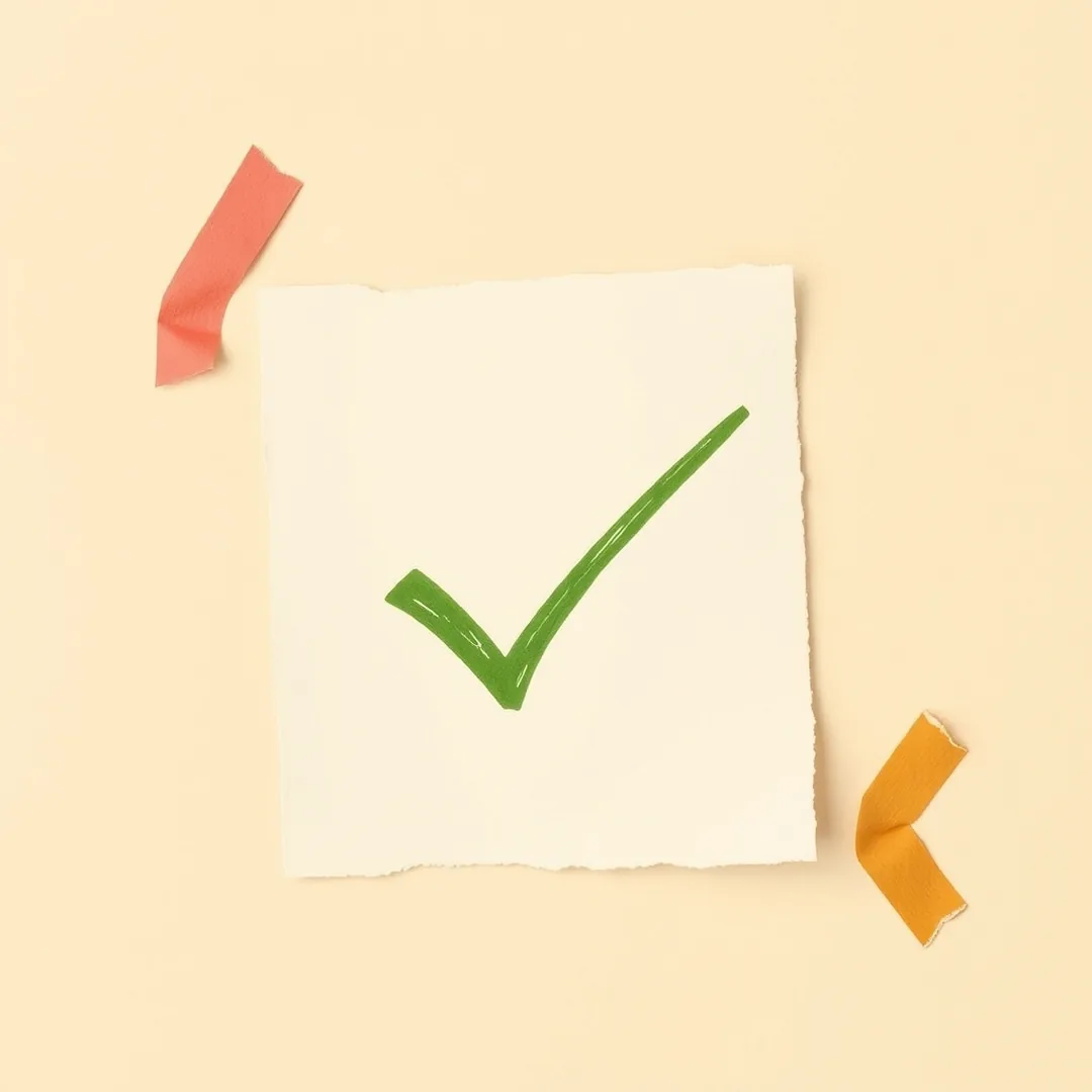 Green checkmark on torn paper card with coral and mustard tape, representing a ready-to-run classroom debate activity
