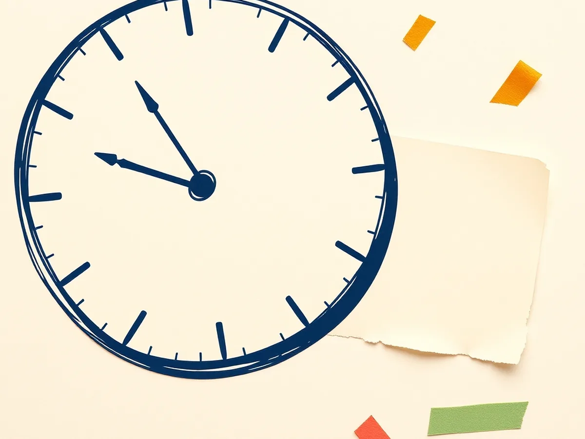 Illustrated clock face with no numerals beside a small task card and a bold green checkmark, conveying timed independent work blocks in a choice board class session