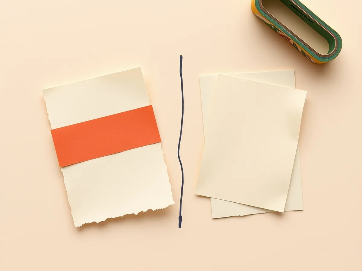 Two card piles — banded versus plain cream — showing supervised versus unsupervised learning contrast