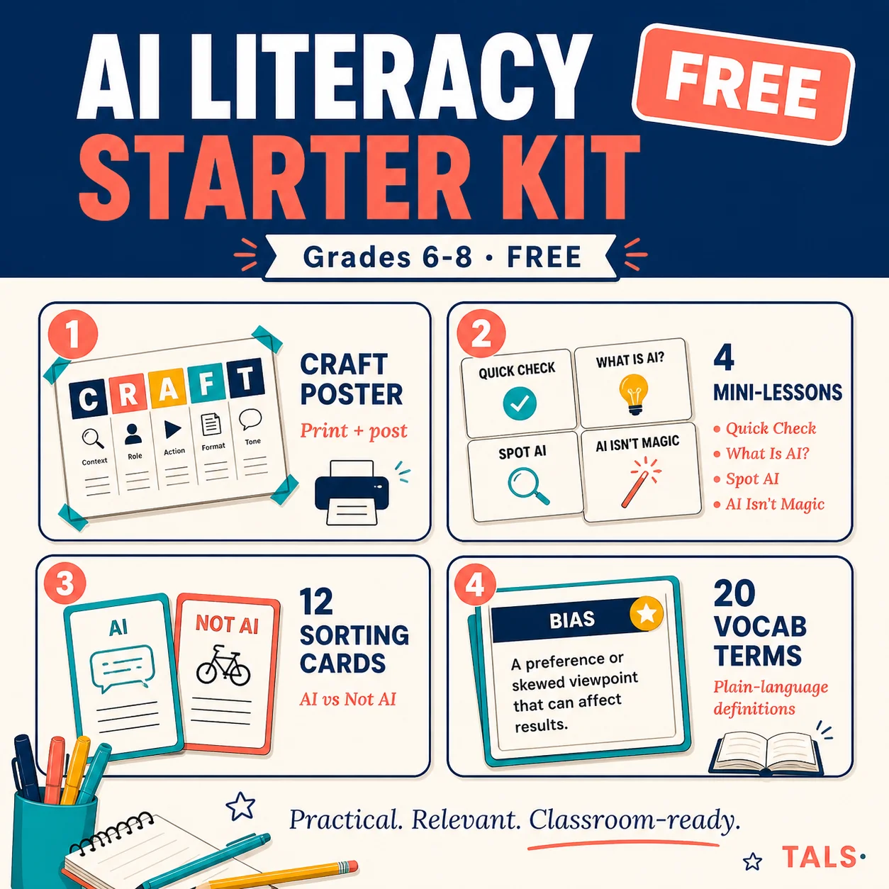 FREE: What Is AI? Lesson & Vocabulary cover