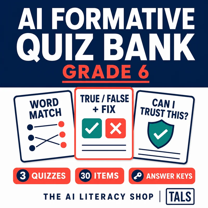 AI Formative Quiz 6th Grade cover