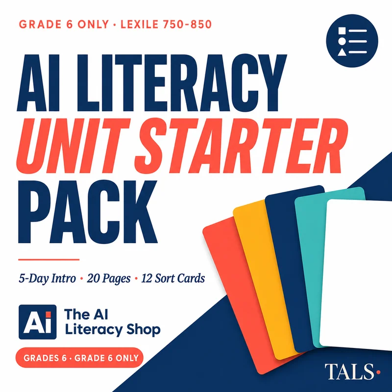 AI Literacy Unit Starter Pack Grade 6 cover