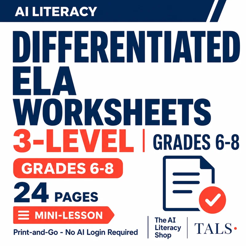 Differentiated ELA Worksheets 3-Level cover