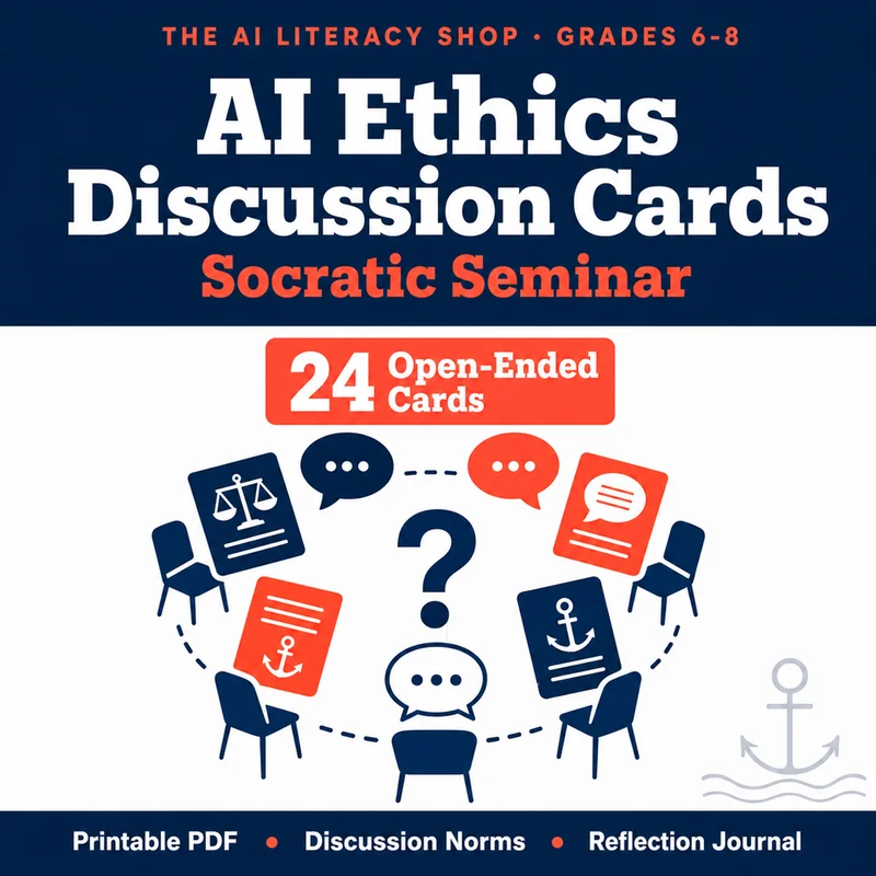 AI Ethics Discussion Cards Socratic Seminar cover