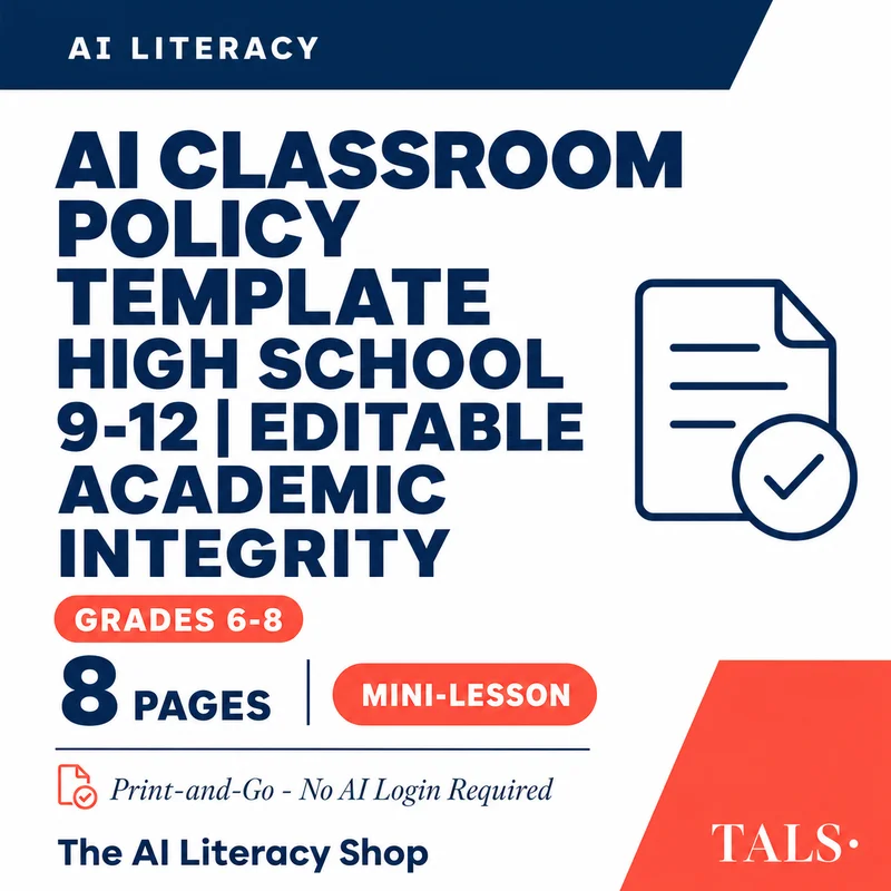 AI Classroom Policy Template High School 9-12 cover