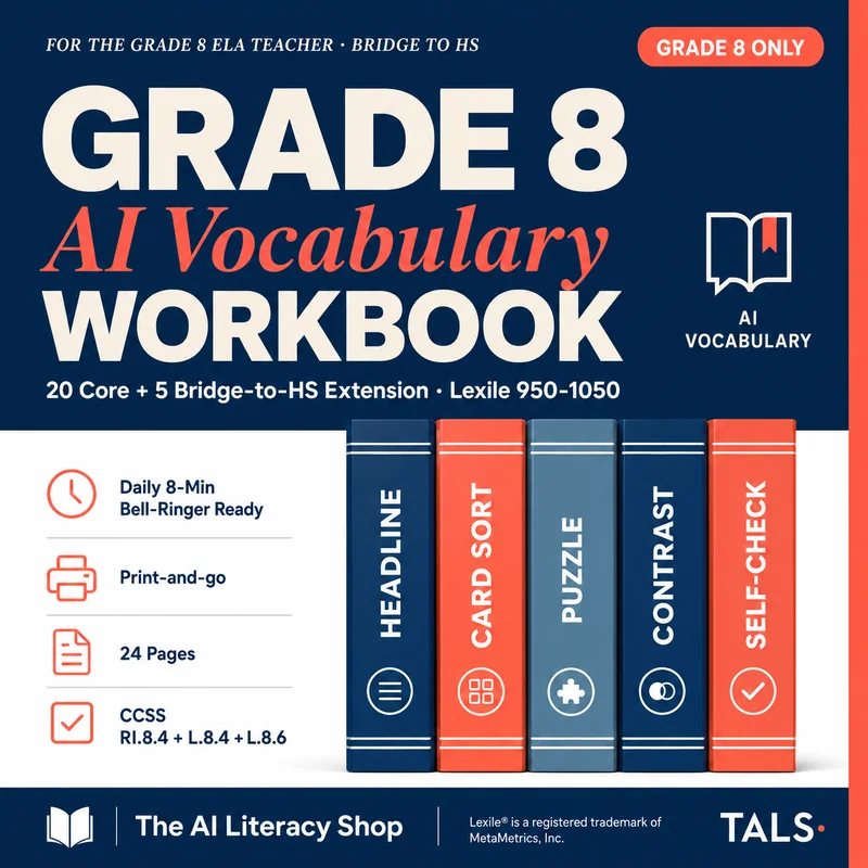 Grade 8 AI Vocabulary Workbook cover
