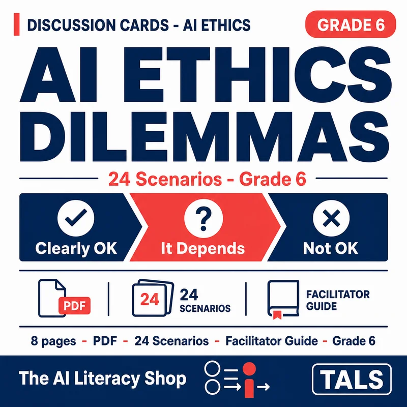 AI Ethics Dilemma Cards Grade 6 cover